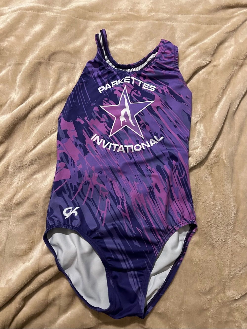 GK Purple and Pink Parkettes Invitational Gymnastics Leotard Adult Small